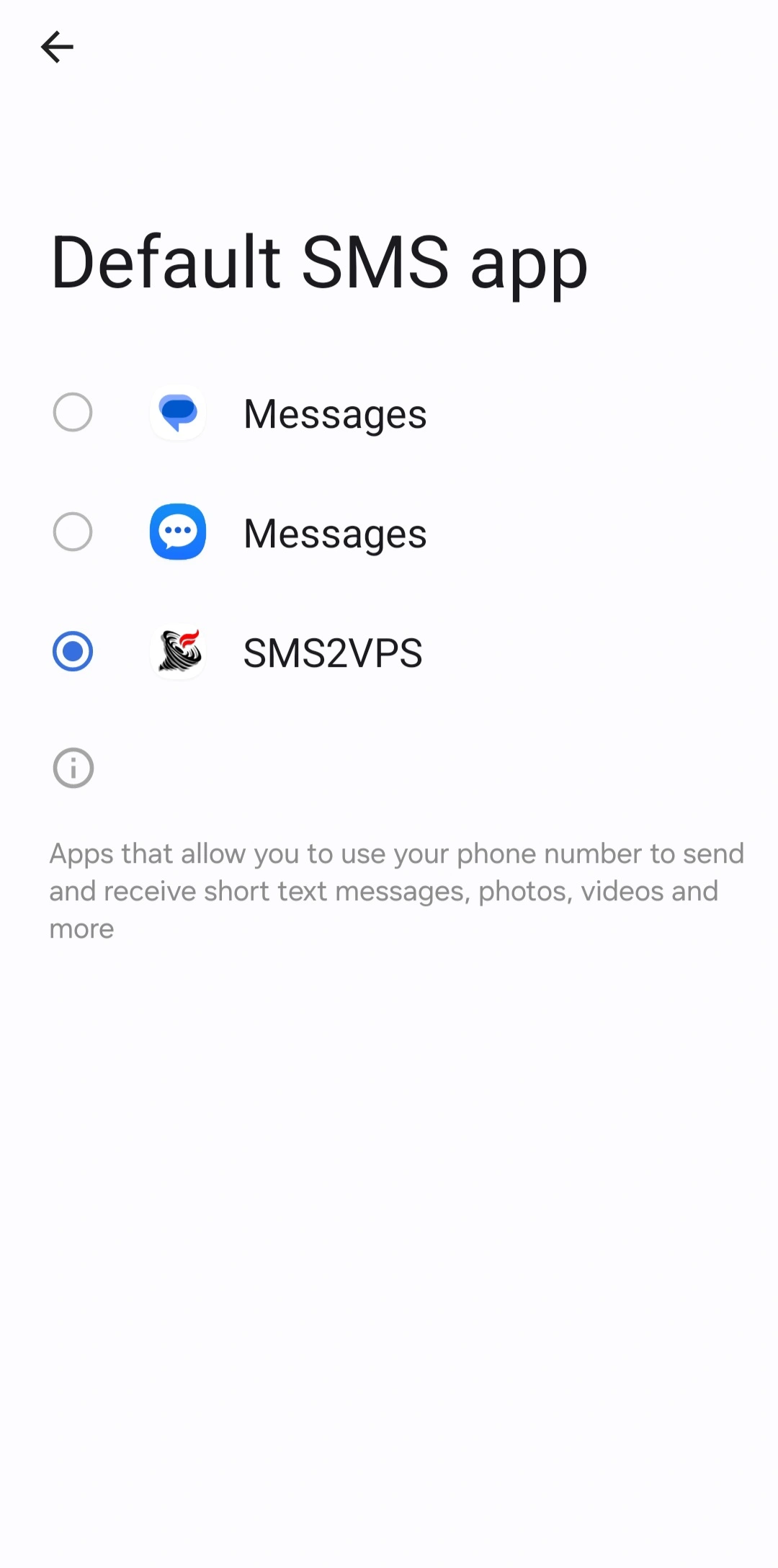 Choose SMS2VPS